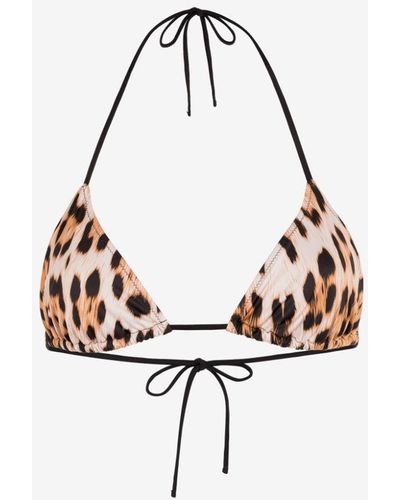 Roberto Cavalli Leopard-print Bikini Top - Natural