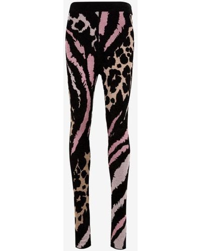 Roberto Cavalli Leopard And Freedom-jacquard leggings - Black