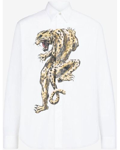 Roberto Cavalli Panther-print Cotton Shirt - White