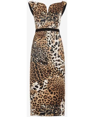 Roberto Cavalli Kleid mit jaguar-print - Weiß