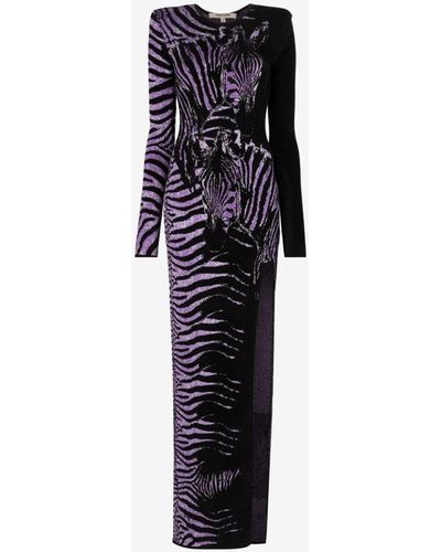 Roberto Cavalli Zebra-jacquard Maxi Dress - Black