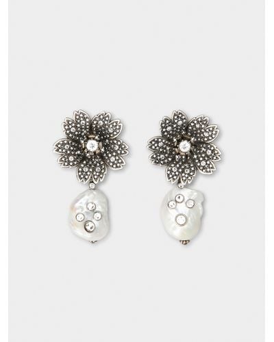 Roger Vivier Rv Bouquet Strass Pearl Earrings - Multicolour
