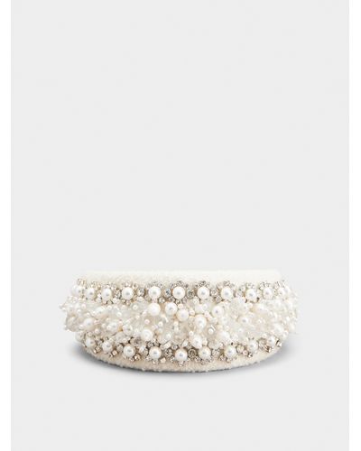 Roger Vivier Rv Pearl Embroidery Hairband - Natural