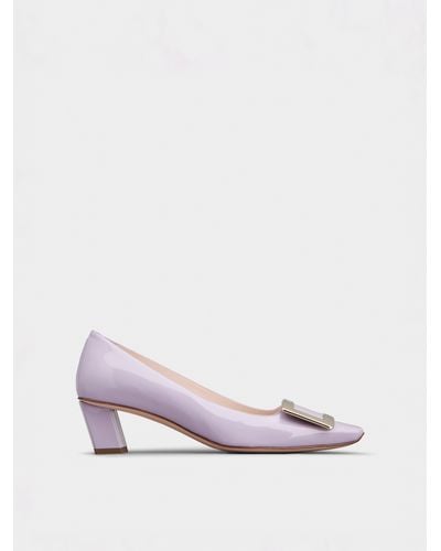 Roger Vivier Belle Vivier Metal Buckle Court Shoes In Patent Leather - Pink