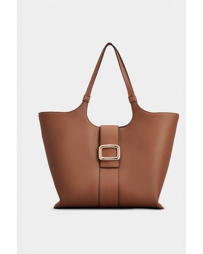 Roger Vivier Viv' Choc Medium Shopping Bag In Leather - Brown