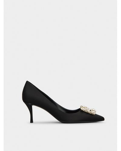 Roger Vivier Flower Strass Buckle Pumps - Black