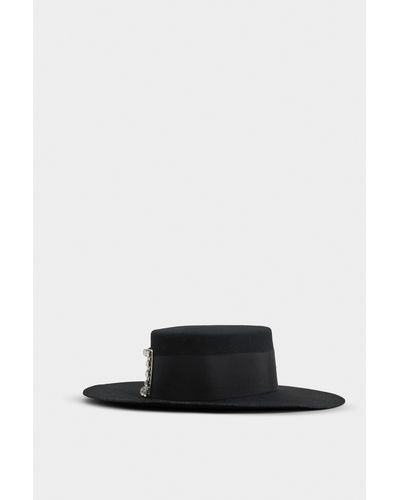 Roger Vivier Très Vivier Rhinestone Buckle Hat In Felt - White