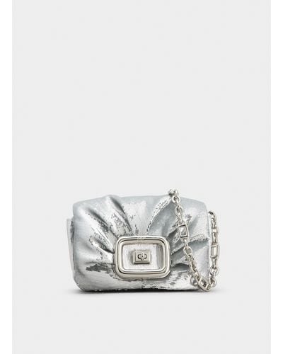 Roger Vivier Viv' Choc Paillettes Mini Bag - Grey