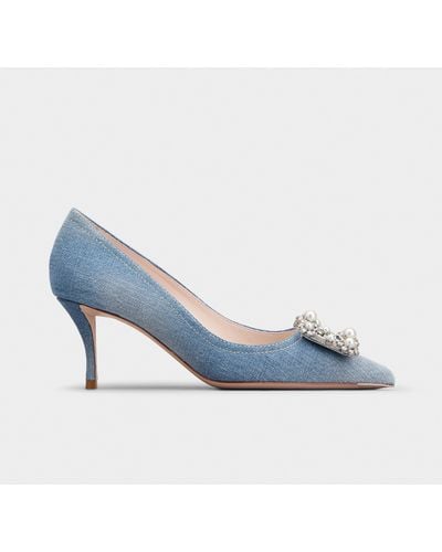 Roger Vivier Flower Strass Pearl Court Shoes - Blue