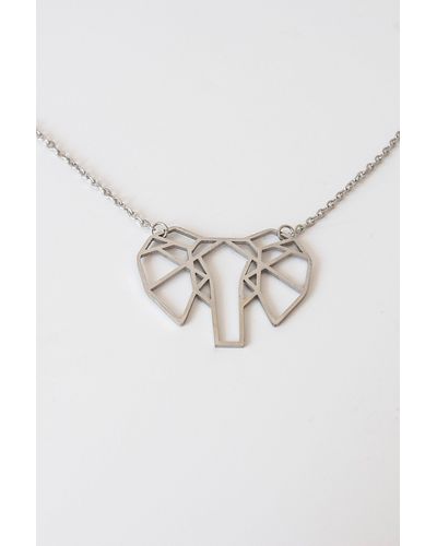 Roman Origami Elephant Necklace - Metallic