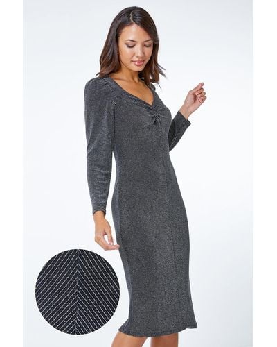 Shimmer Detail Tiered Wrap Dress