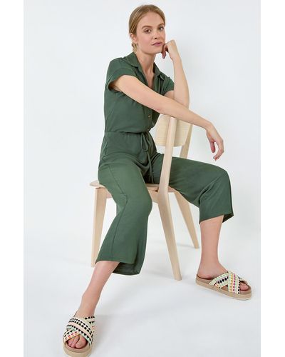 Roman Plain Ribbed Stretch Jersey Jumpsuit - Green