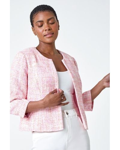 Roman Smart Textured Boucle Jacket - Pink