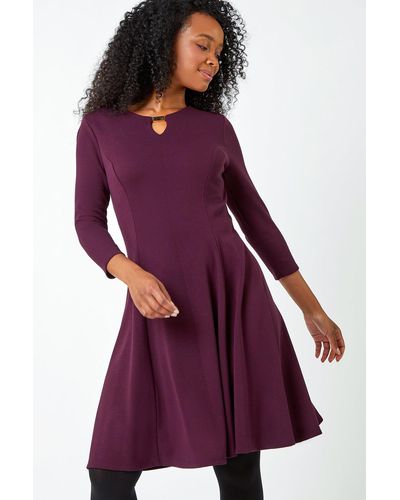 Purple skater dress long sleeve cheap
