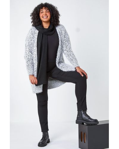 Roman Fluffy Sparkle Cardigan in Grey Lyst UK