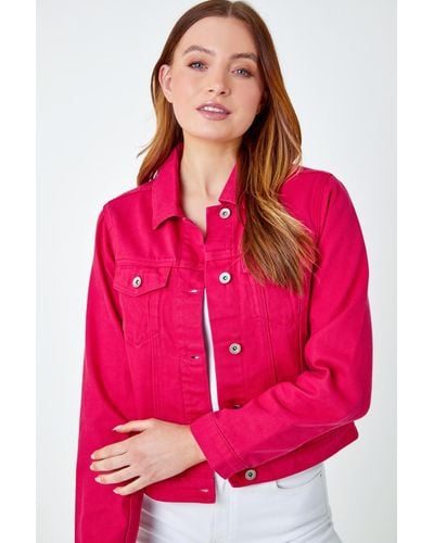 Roman Classic Cotton Denim Jacket - Pink