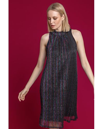 Roman Shimmer Cutaway High Neck Dress - Multicolour