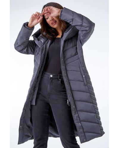 Roman Hooded Quilted Coat - Blue