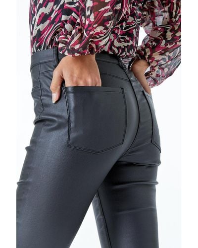 Roman Coated Faux Leather Jeggings - Grey