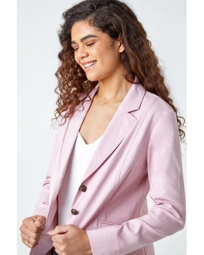 Roman Stretch Button Detail Blazer - Pink