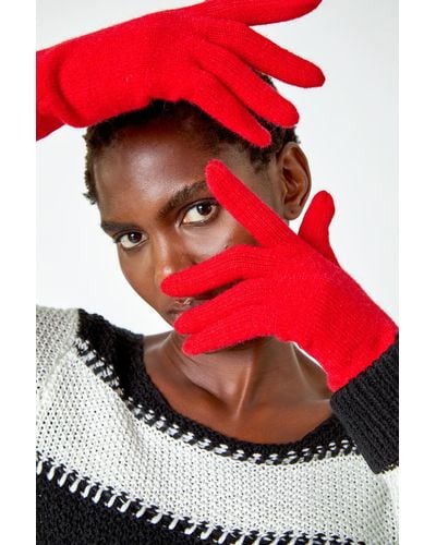 Roman One Size Stretch Knit Gloves - Red