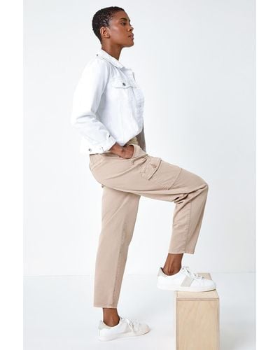 Roman Casual Cargo Stretch Trousers - White