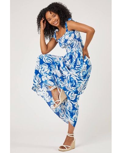 Tropical Print Halterneck Maxi Dress