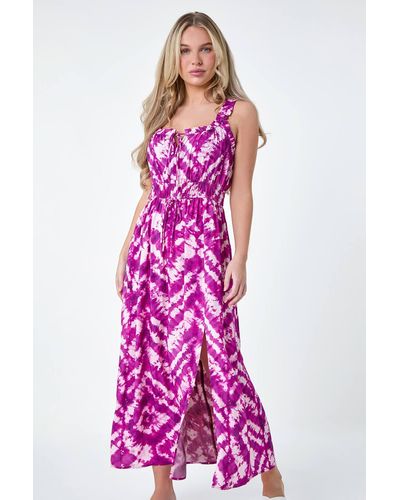 Roman Originals Petite Tie-dye Print Midi Dress - Pink
