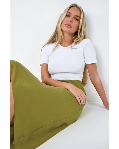 Roman Petite Plain Bias Cut Midi Skirt - Green
