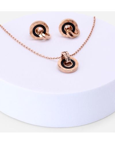 Roman Chunky Hoop Necklace & Earring Set - White
