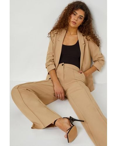 Roman Tailored Relaxed Stretch Trousers - Natural