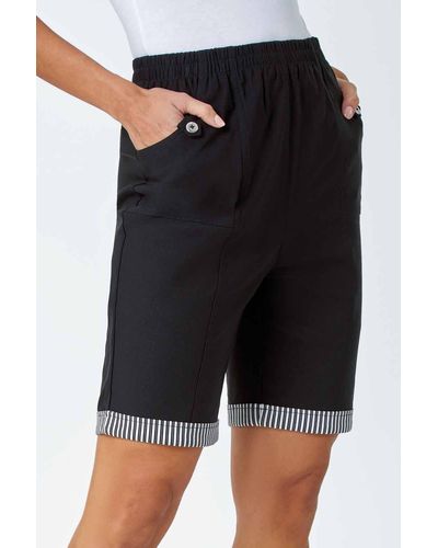 Roman Contrast Detail Stretch Shorts - Black