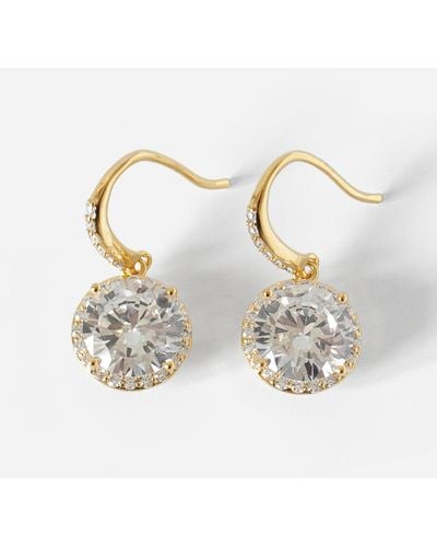 Roman Diamante Drop Earrings - Metallic