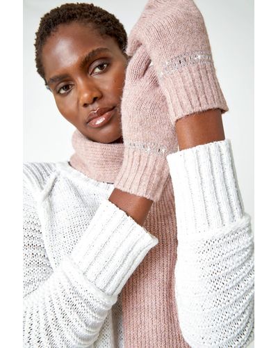 Roman One Size Embellished Knit Gloves - Multicolour