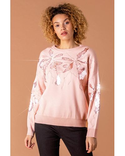Roman Floral Sequin Embellished Jumper in Grey Lyst UK