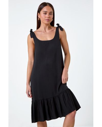 Roman Originals Petite Bow Detail Frilled Dress - Black