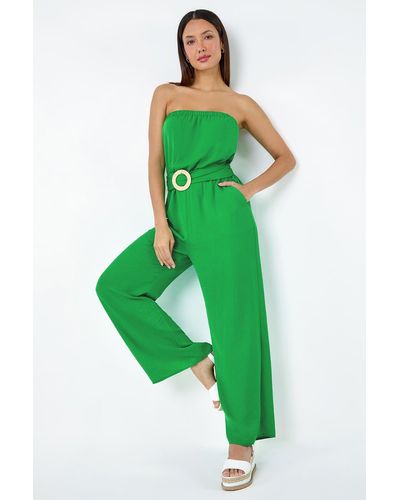 Roman Dusk Fashion Belted Bandeau Jumpsuit - Green
