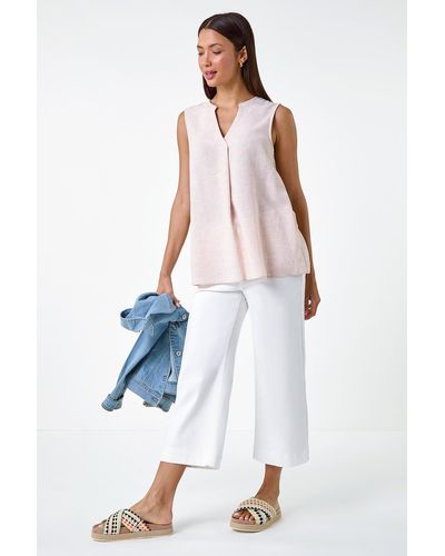 Roman Plain Sleeveless Vest Top - White