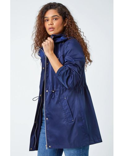 Roman Shower Resistant Longline Jacket - Blue