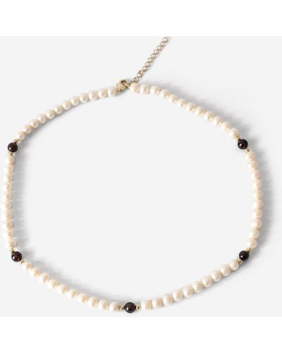 Roman White And Black Pearl Necklace - Metallic