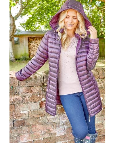 Roman Womens Longline Zip-through Padded Winter Coat - Purple