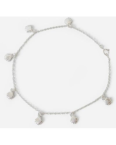 Roman Shell Pendant Bead Chain Ankelet - White