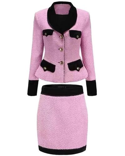 Royal Culture Women's 'marilyn' Pink Monochrome Tweed Two Piece Set