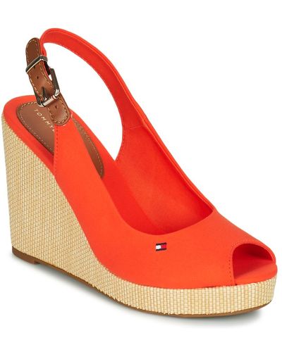 Tommy Hilfiger Iconic Elena Sling Back Wedge Sandals - Orange