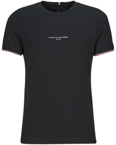 Tommy Hilfiger T Shirt Tommy Logo Tipped Tee - Black