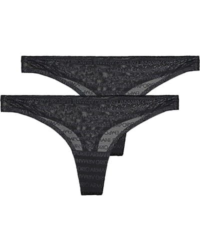 Emporio Armani Knickers/panties All Over Logo Mesh X2 - Black