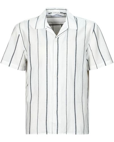 SELECTED Short Sleeved Shirt Slhrelaxnew-linen - White