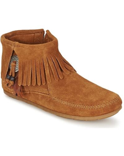 Minnetonka Concho Feather Ankle Boot - Brown