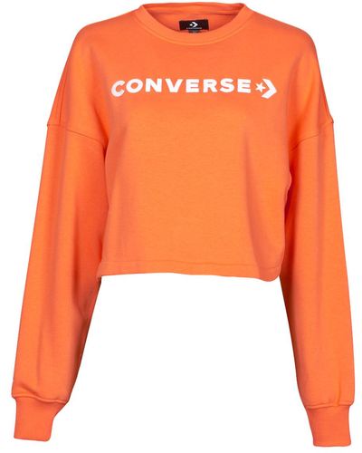 Converse Embroidered Wordmark Crew Sweatshirt - Orange