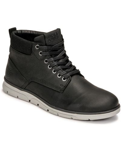 Jack & Jones Jfw Tubar Leather Mid Boots - Black